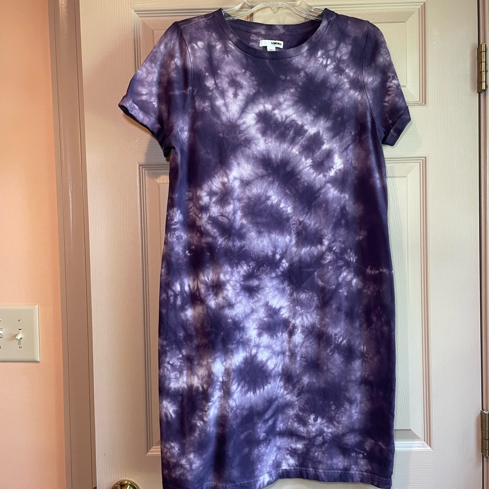 Sonoma Purple Tie-Dye T-Shirt Dress,‎ Size Medium